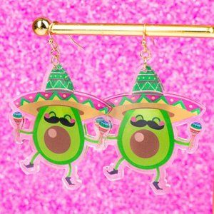 NWT BOUTIQUE  LET'S FIESTA AVOCADO ACRYLIC EARRINGS